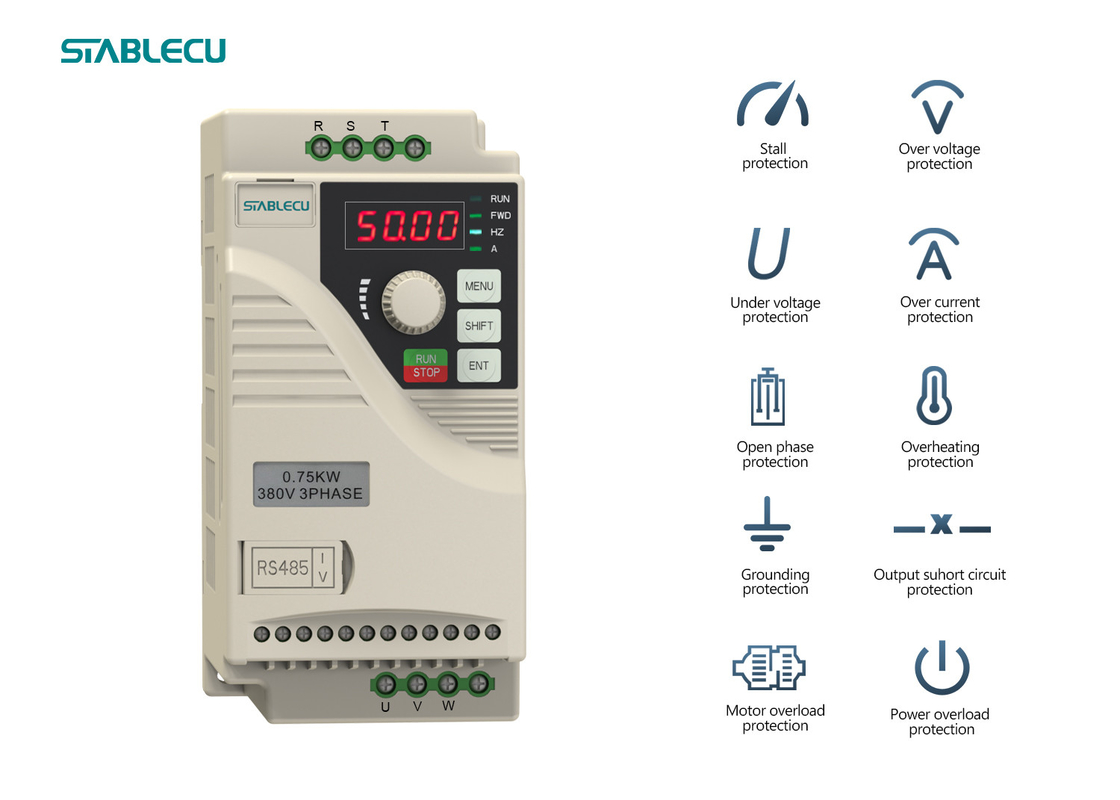 Variable Speed Micro Drive VFD 0.75KW 220V Single To Three Phase Motor